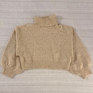Le Lis Beige Speckled Cowl Neck Sweater